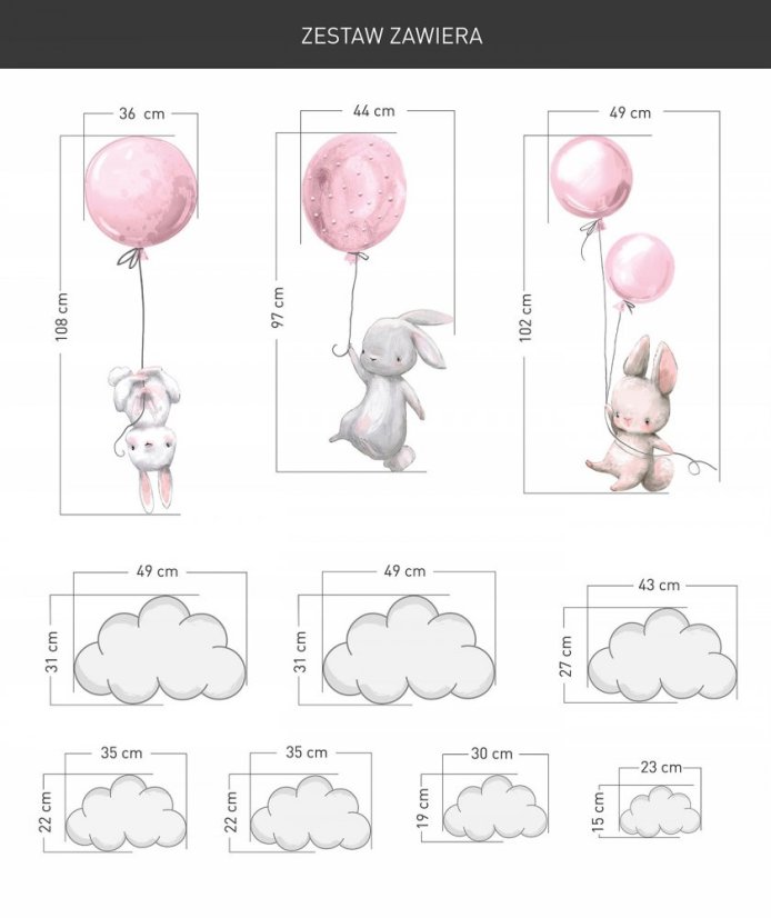 Veselá nálepka na zeď králíky XXXXL