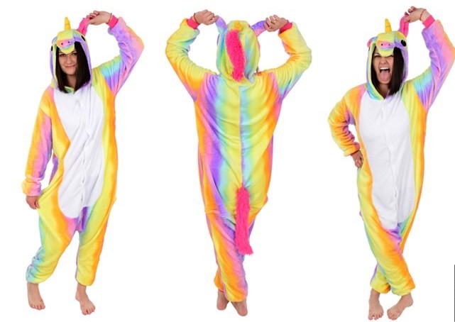 Kigurumi overal s motivem jednorožce duhové barvy velikost S