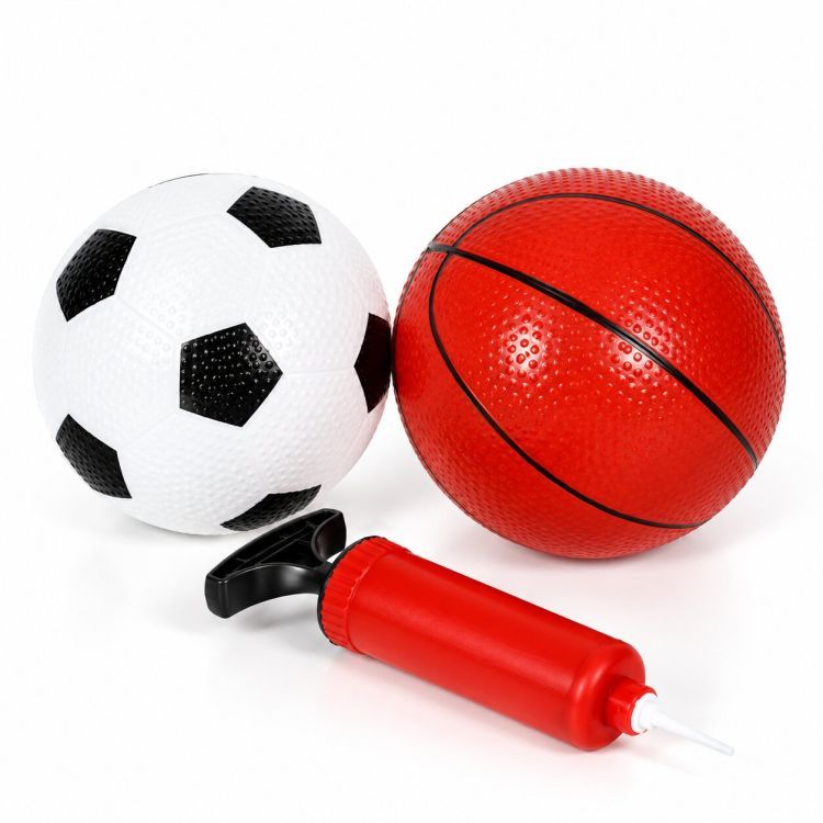 Detská športová súprava 2 v 1 – futbalová bránka a basketbalový kôš s loptami
