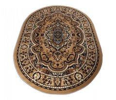 Oválný vintage koberec hnědé barvy