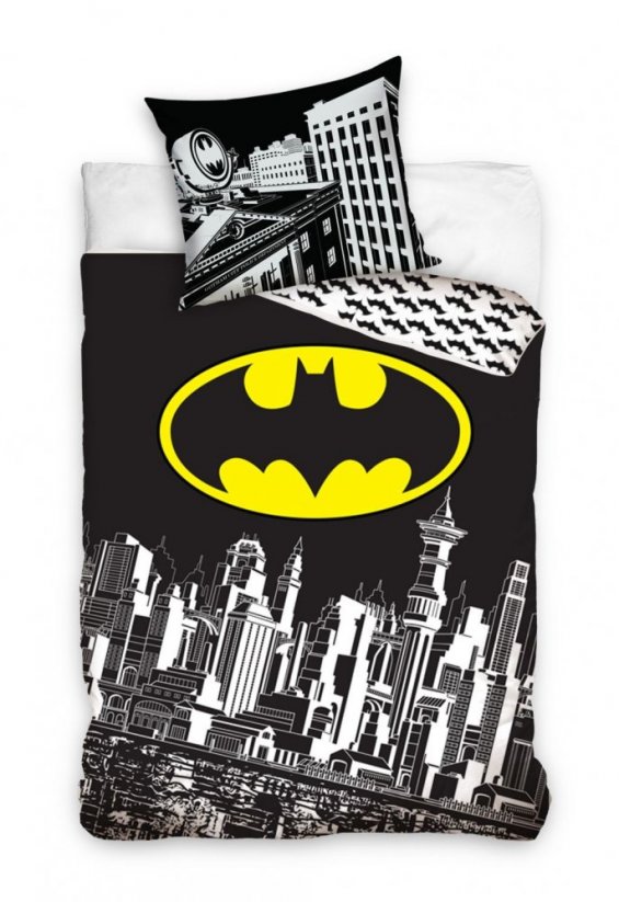 Čierne detské posteľné obliečky s motívom BATMAN