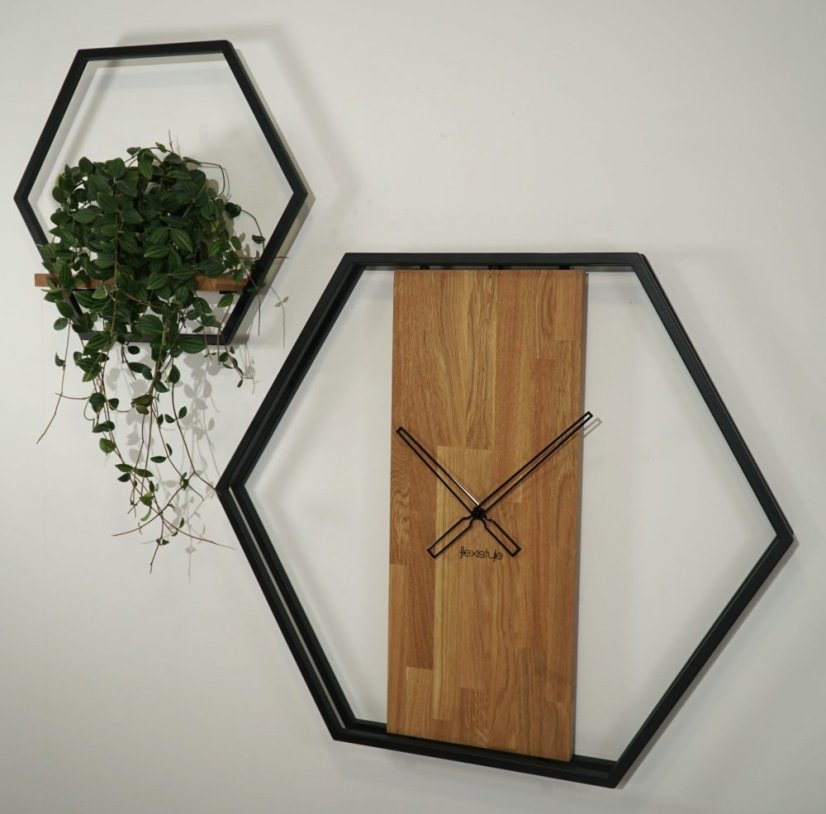 Stilvolle Uhr aus Holz und Metall 50 cm
