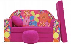 Dječji ružičasti kauč na razvlačenje 98 x 170 cm Cvijeće