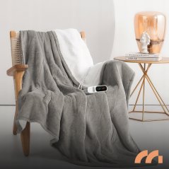 Coperta elettrica riscaldante 180 x 160 cm - grigio