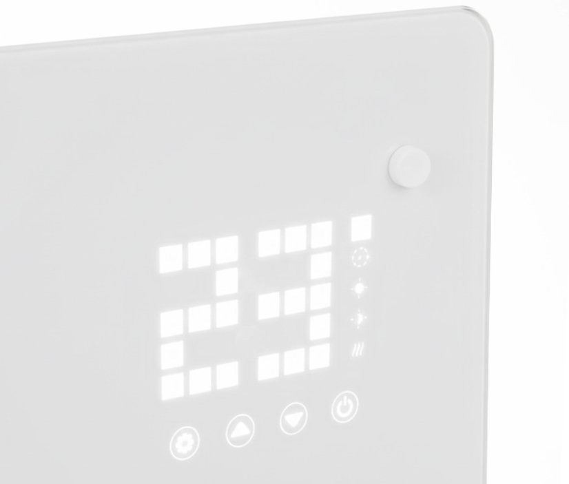 Kaminer ZELVA 2500W elektromos üveg fűtőtest WiFi vezérléssel - fehér színben