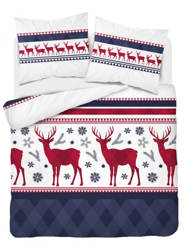 Flanel ágynemű kék karácsonyi motívummal