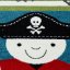 Pestrofarebný chlapčenský koberec s pirátskym motívom