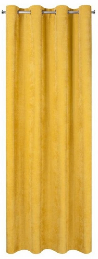 Jednobarevný závěs se strukturou manšestru žluté barvy 140 x 250 cm
