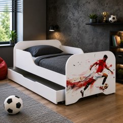 Kompletní dětská postel 160 x 80 cm s matrací a lamelovým roštem - FOOTBALLER