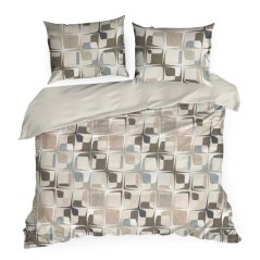 Cearșafuri din bumbac satinat - bej cu model geometric