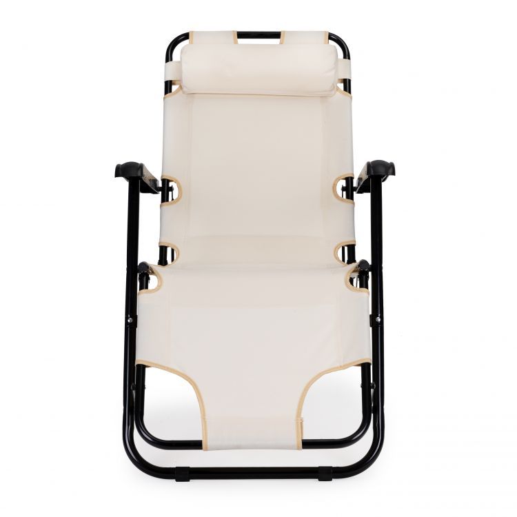 Lettino da giardino con poggiatesta beige