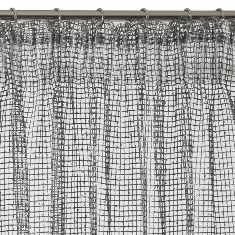 Original grauer Vorhang mit Pailletten und Aufhängung an einem Band 140 x 270 cm