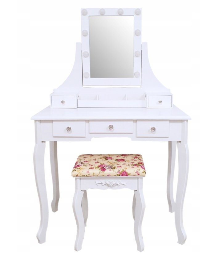 Toaletný stolík so zrkadlom so zabudovanými led svetielkami