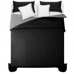 Cuvertură de pat neagră și gri pentru pat dublu cu cusaturi elegante 200 x 220 cm