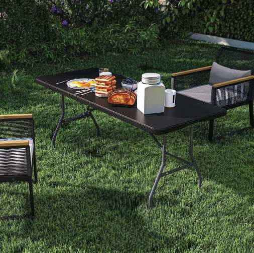  Masă de catering de grădină pliabilă 180 cm - negru