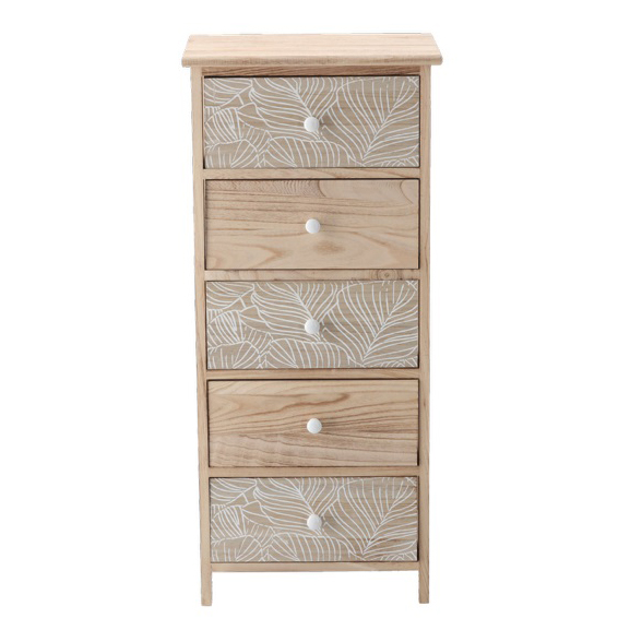 Kommode  LUIZA  mit 5 Schubladen - Boho-Design, 40 x 29 x 90 cm