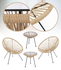 Set di mobili da giardino in tecnicoratano marrone