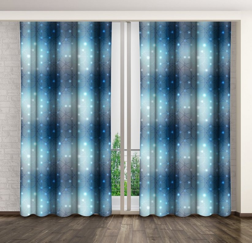 Modré kusové dekorační závěsy do ložnice