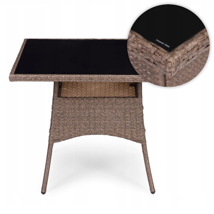 Záhradný set nábytku MULTIGARDEN – 4 kreslá a stôl, svetlohnedý