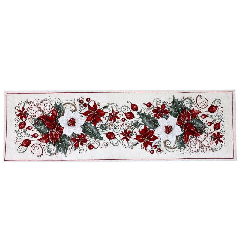 Vianočný gobelínový behúň na stôl Vianočná ruža - Rozmer obrusov: Šírka: 90 cm | Dĺžka: 90 cm