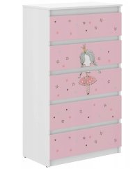 Cassettiera rosa per bambine di qualità con ballerina 121x40x70 cm