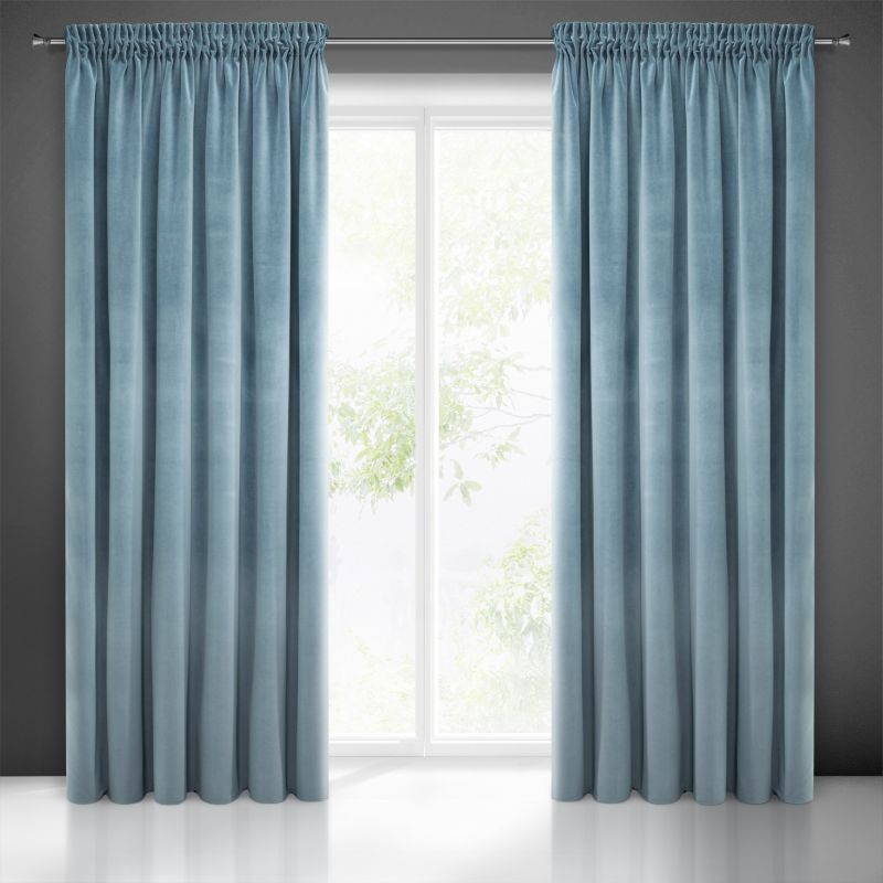 Luxuriöser hellblauer Samtvorhang 140 x 270 cm
