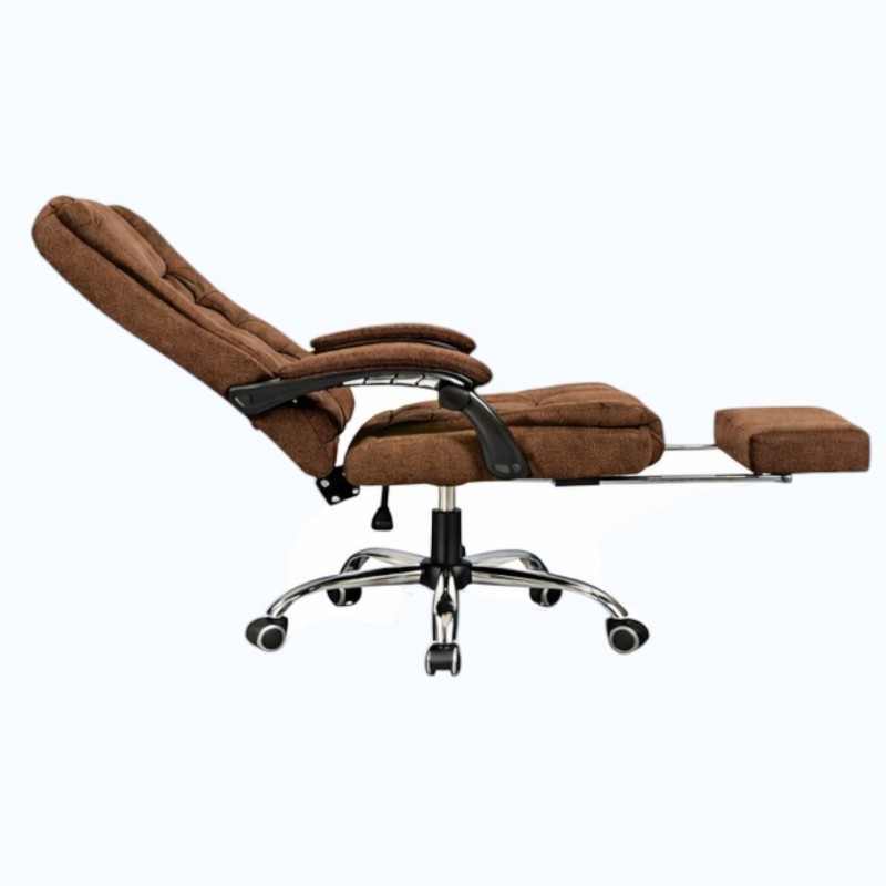 Kancelářská židle BOSS s podnožkou - hnědá látka