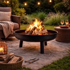 Vrtni kamin 80 cm - velik vrtni kamin na drva z ročaji