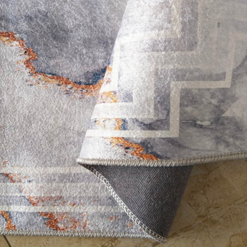 Protišmykový koberec sivej farby so vzorom - Rozměr koberce: Šířka: 60 cm | Délka: 100 cm