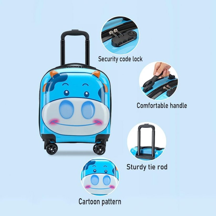 Детски куфар за пътуване с 3D крава 32 л