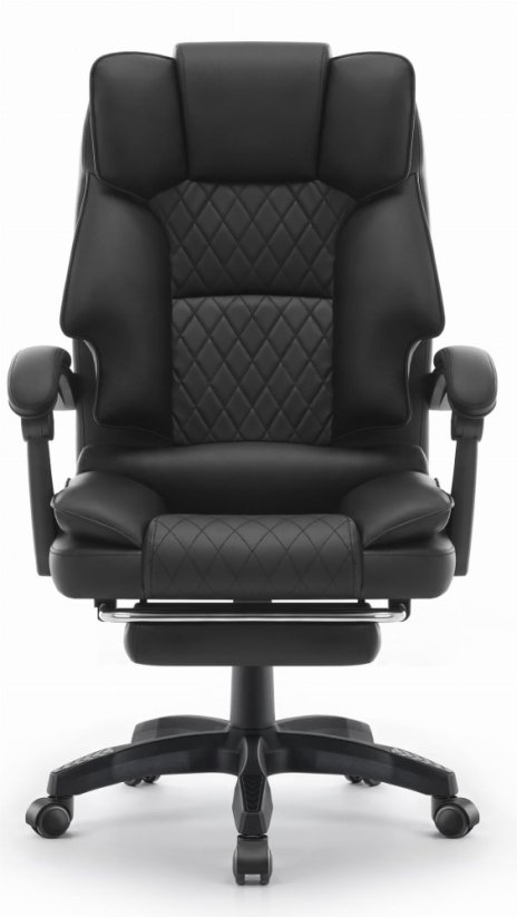 Ergonomická kancelárska stolička HC-1031 z ekokože s podnožkou - čierna