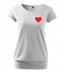 Valentýnské tričko volného střihu v bílé barvě