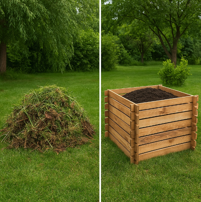Compostiera in legno da giardino 640L