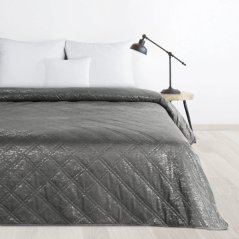 Cuvertură de pat din catifea de lux cu imprimeu argintiu - gri