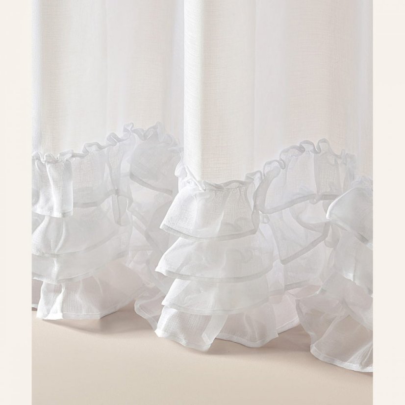 Weißer Vorhang Flavia mit Rüschen und silbernen Ösen 400 x 250 cm