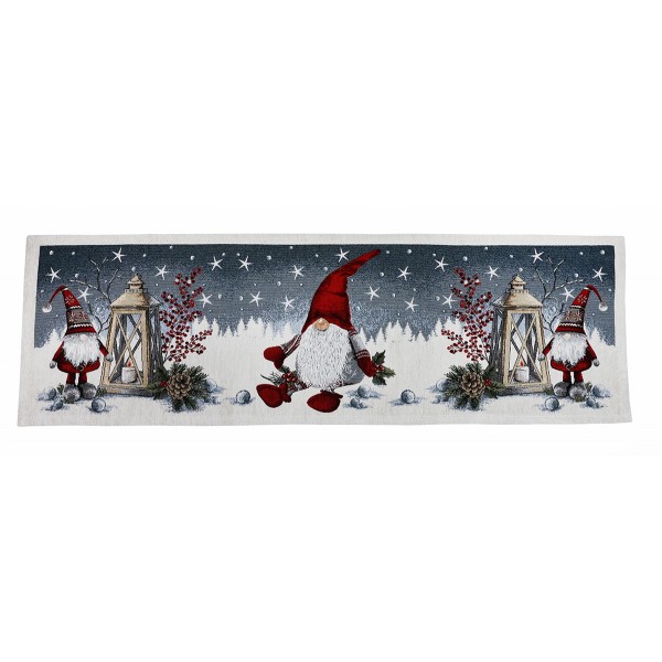 Tapiserie de Crăciun față de masă - Leprechaun cu lanternă 40x180 cm