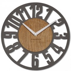 Einzigartige Uhr mit großen Zahlen in einer Kombination aus Holz mit einer modernen grauen Farbe von 30 cm