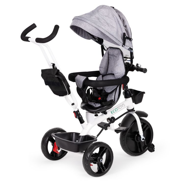 Sivá otočná trojkolka so strieškou Ecotoys