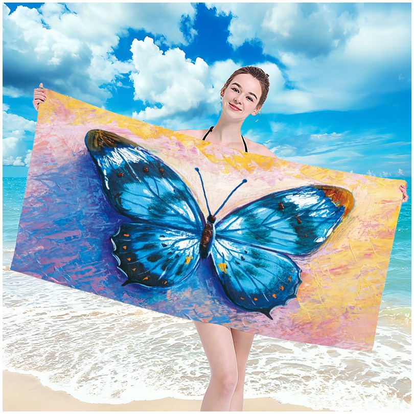 Плажна кърпа с красив мотив на пеперуда 100 х 180 см