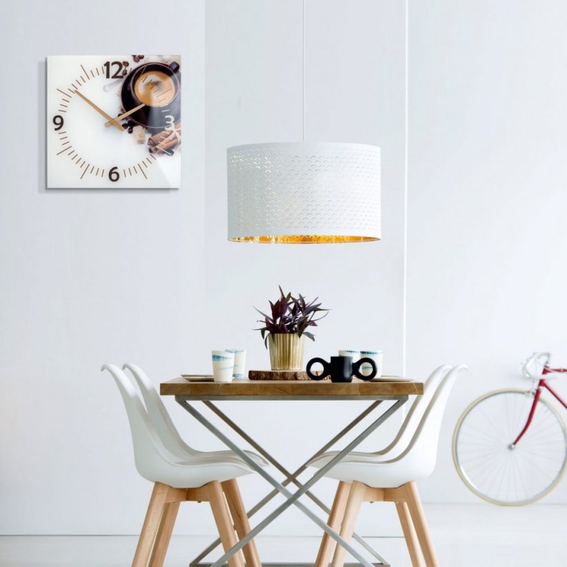 Kuhinjski sat s drvenim kazaljkama i motivom kave