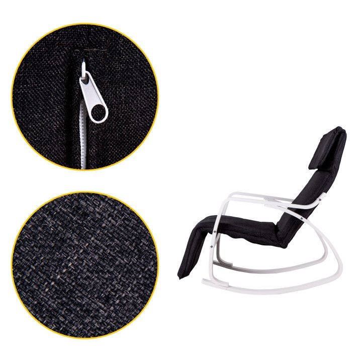 Čierne hojdacie kreslo s bielym rámom