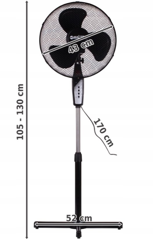 Čierny podlahový ventilátor MalTec WL85-BR