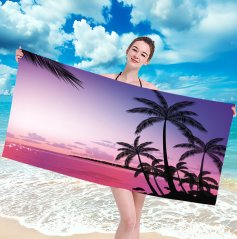 Plažna brisača z eksotičnimi palmami
