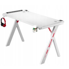 Gamingový stôl s RGB LED podsvietením biely