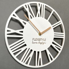 Semplice orologio da parete bianco con design in legno