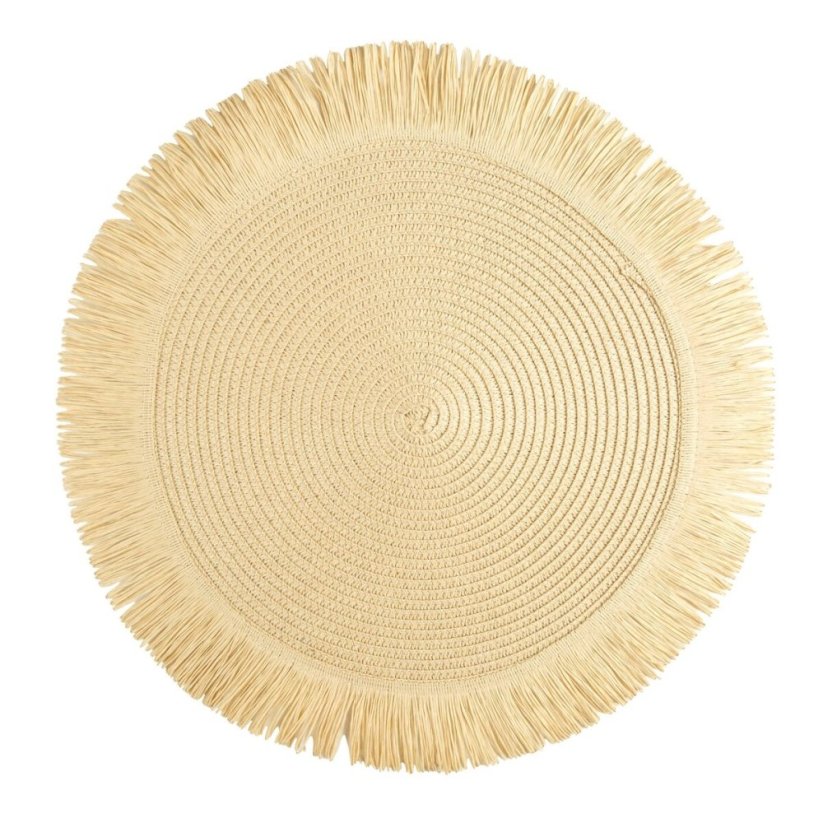Okrúhla podložka v boho štýle so strapcami - prestieranie 38 cm