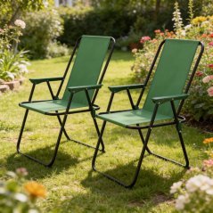 Skladacia záhradná, kempingová stolička – zelená stolička na ryby