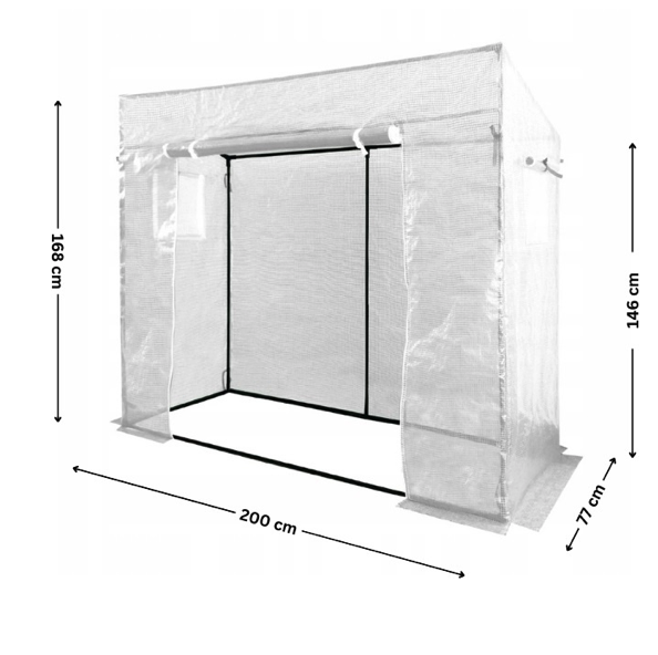 Záhradný biely fóliovník na paradajky 200 x 77 x 168 cm
