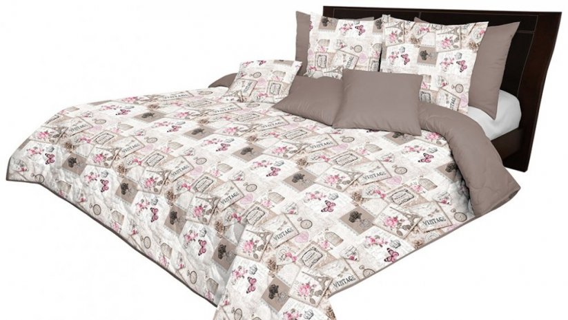 Vintage oboustranný přehoz na postel v béžovo růžové barvě