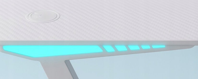 Gamingový stôl s RGB LED podsvietením biely